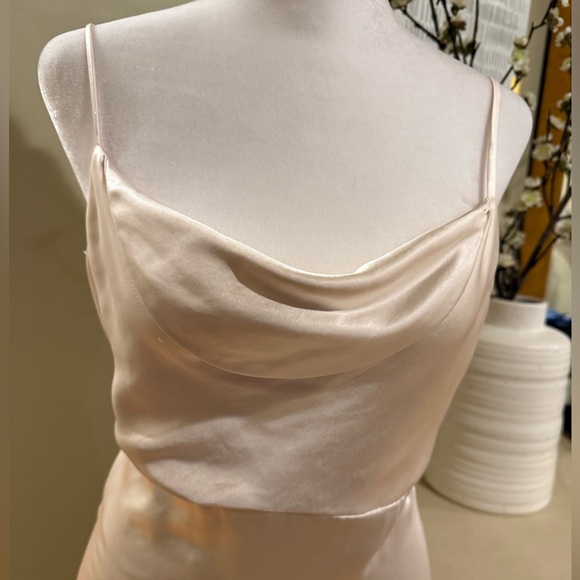 Lulus XS Moment in the Spotlight Champagne Satin Cowl Neck Dress - Picture 6 of 11